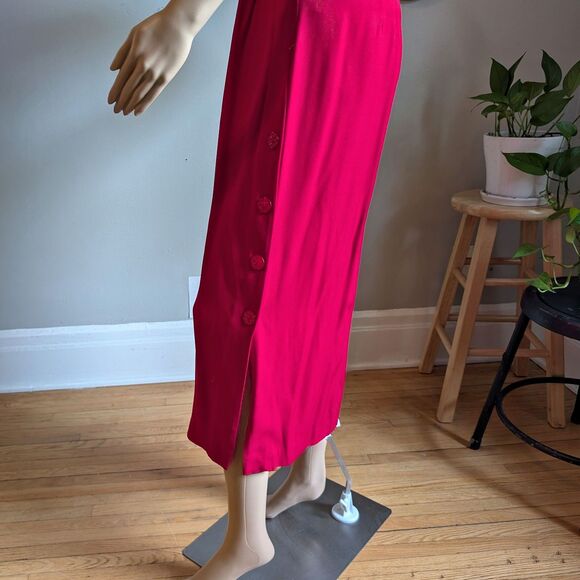 NWT Vintage 90s Betsy Lauren Gingham Dress Midi Button Slit Cottagecore Floral 7 - Picture 13 of 14